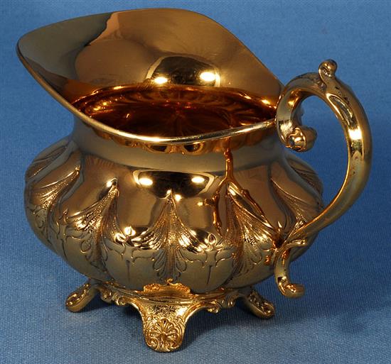 A silver gilt four piece tea and coffee set,